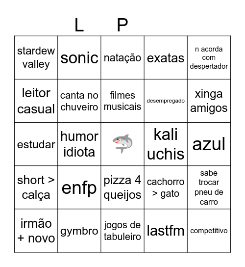 LP Bingo Card