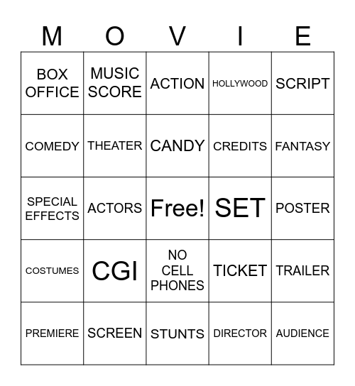 At The Movies Bingo Card