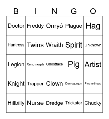 Killer-Sichtung-Bingo Card