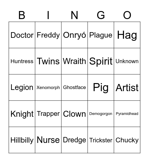 Killer-Sichtung-Bingo Card