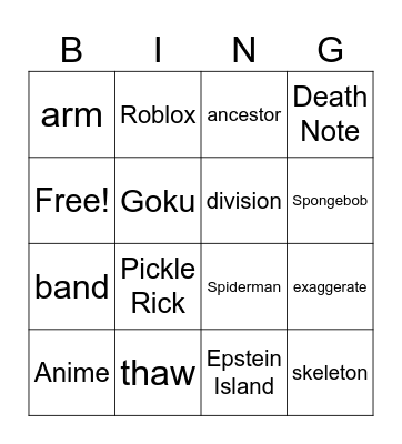 Infinite Craft Bingo Card