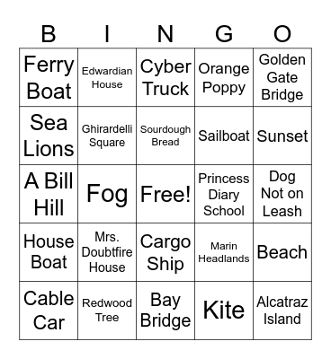 SF Bingo Card