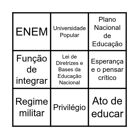 Extensão Universitária Bingo Card