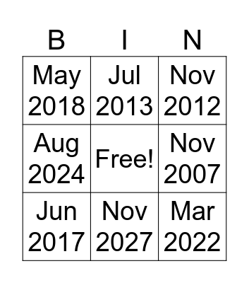 T.E. Baxter Elementary Bingo Card