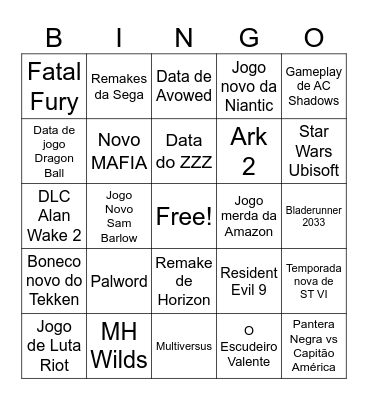 Summer Game Festival Bingo Card