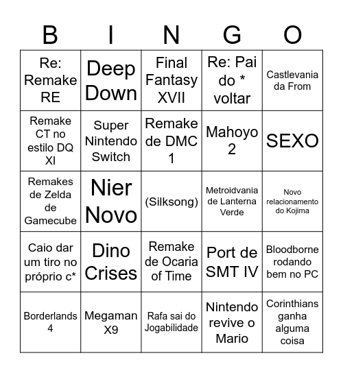 Summer Game Festival Bingo Card