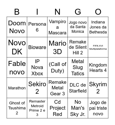 Summer Game Festival Bingo Card