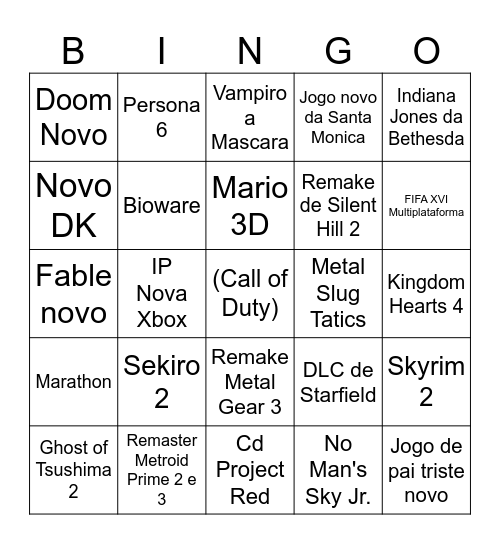 Summer Game Festival Bingo Card