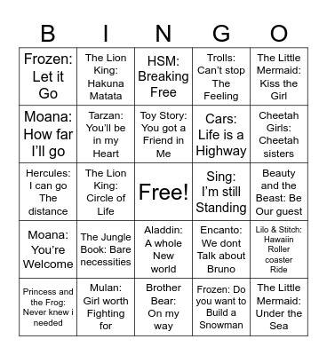 Disney Bingo Card