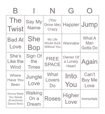 Music Bingo #35 Bingo Card