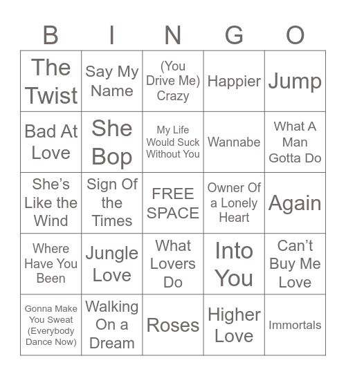 Music Bingo #35 Bingo Card