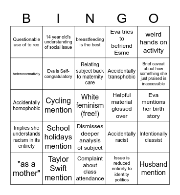 HLWB206 Lecture Bingo Card