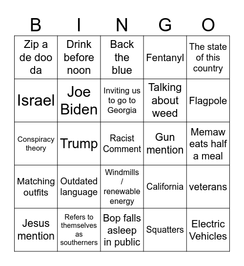 Ben’s Graduation 2024 Bingo Card