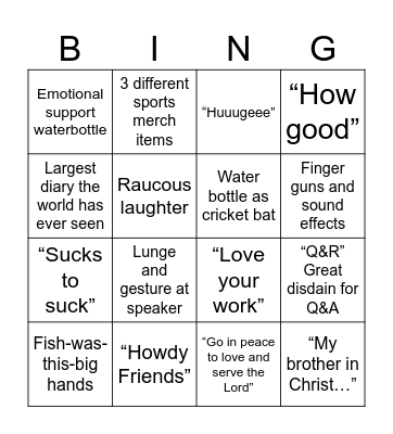 Ansonisms Bingo Card