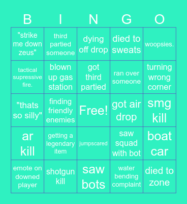 fortnite Bingo Card