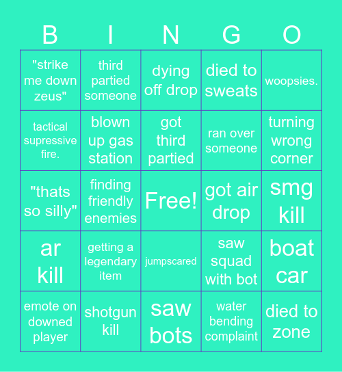 fortnite Bingo Card