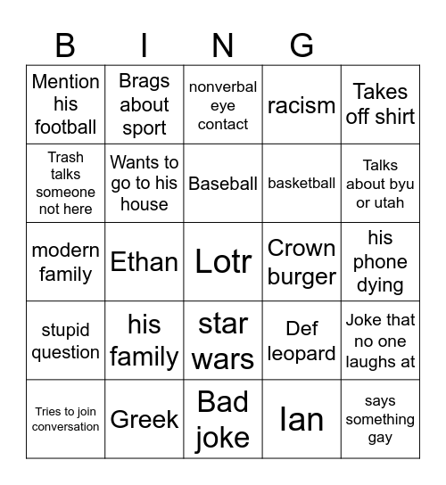 Matty bingo Card