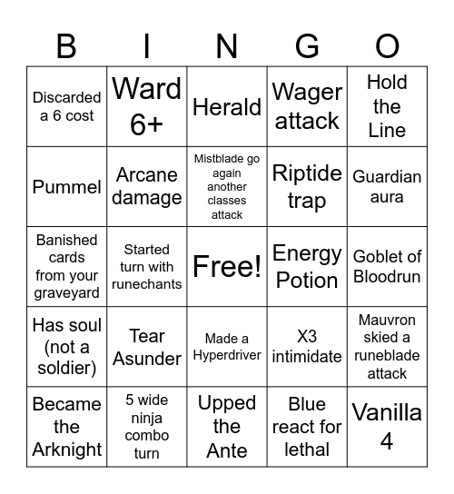 Nuuingo Bingo Card