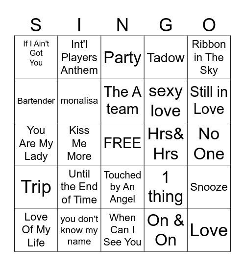 Rnb Dinner Bingo Card