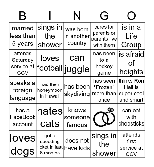 Married Mingle Madness! Bingo Card