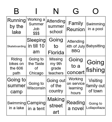 Summer BINGO Card