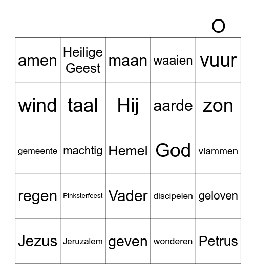 Pinksteren Bingo Card