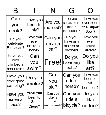 CESL - Cohort Bingo Card