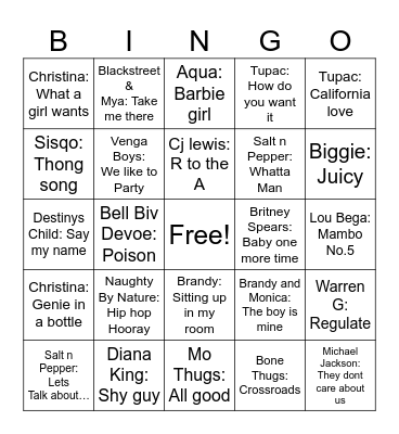 90’s Bingo Card