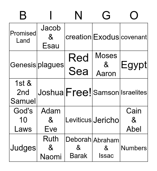 Gospel Project 2015/2016 Bingo Card