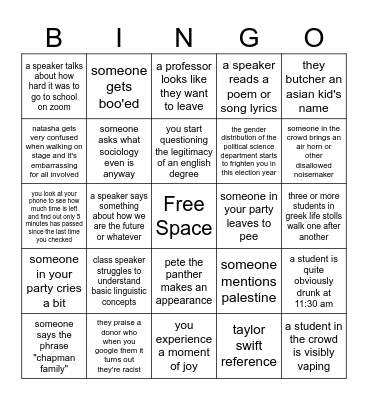wilkinson college graduation bingo 2024 Bingo Card