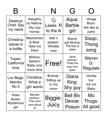 90s Bingo Card