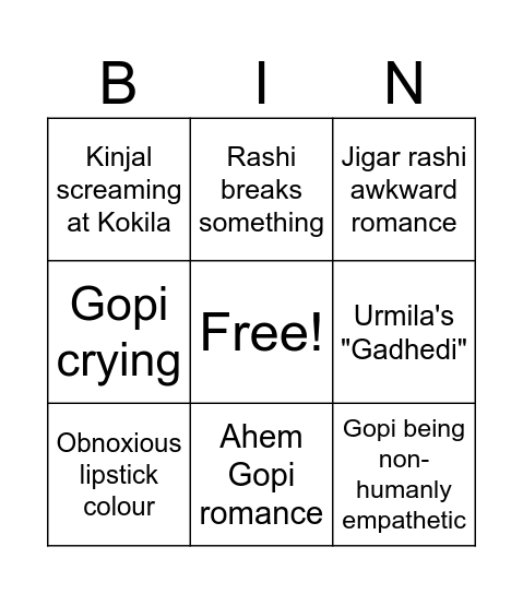Saathiya Bingo Card