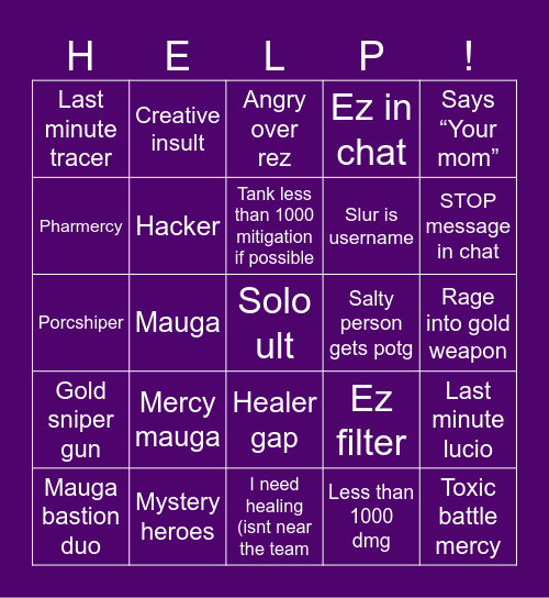 Suffering Bingo Card