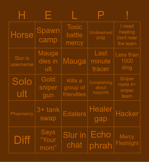 Suffering Bingo Card