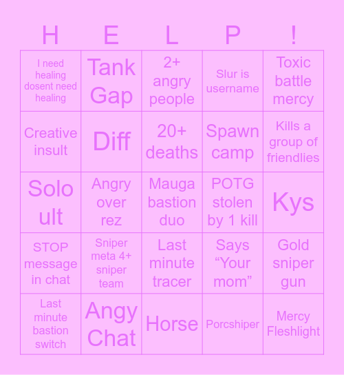 Suffering Bingo Card