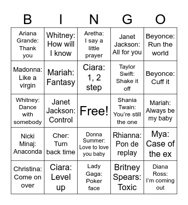 Divas Bingo Card
