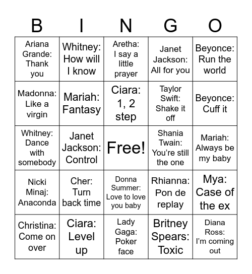 Divas Bingo Card