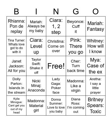 Divas Bingo Card