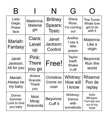 Divas Bingo Card