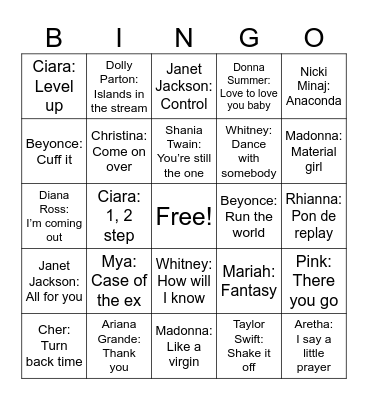 Divas Bingo Card