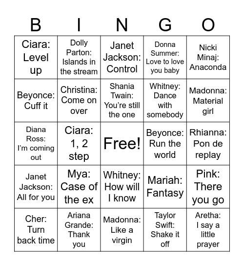 Divas Bingo Card