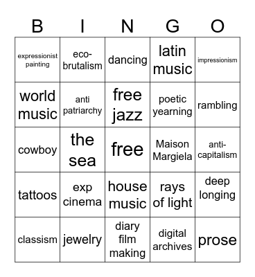 How many interests/likes do you share with Nick Bingo Card