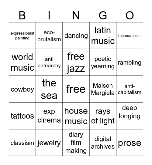 How many interests/likes do you share with Nick Bingo Card
