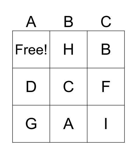Letter Bingo Card
