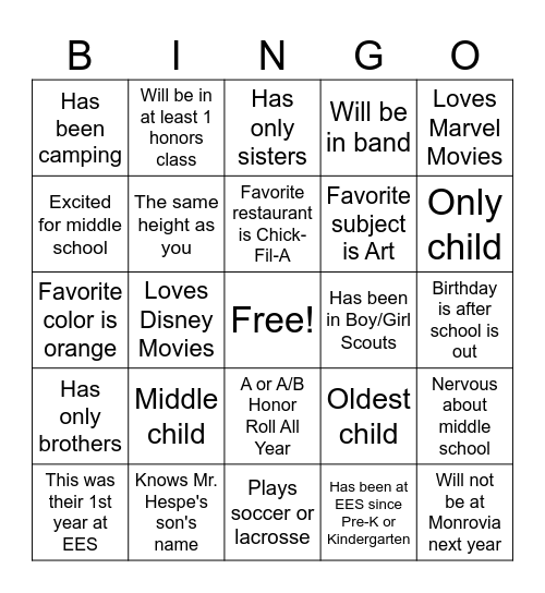 END OF YEAR Bingo Card