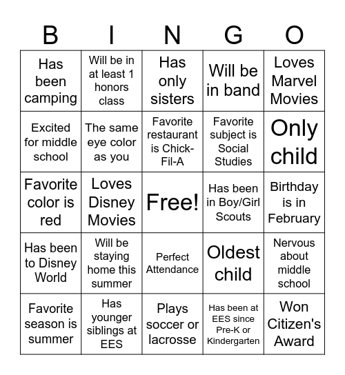 END OF YEAR Bingo Card