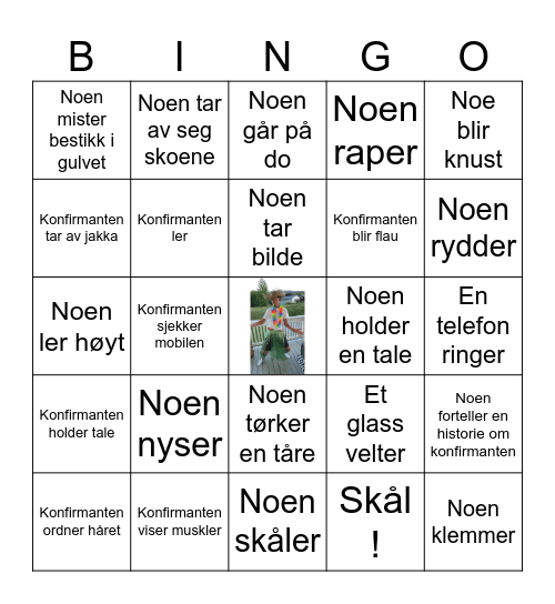 JØRGEN'S KONFIRMASJON Bingo Card