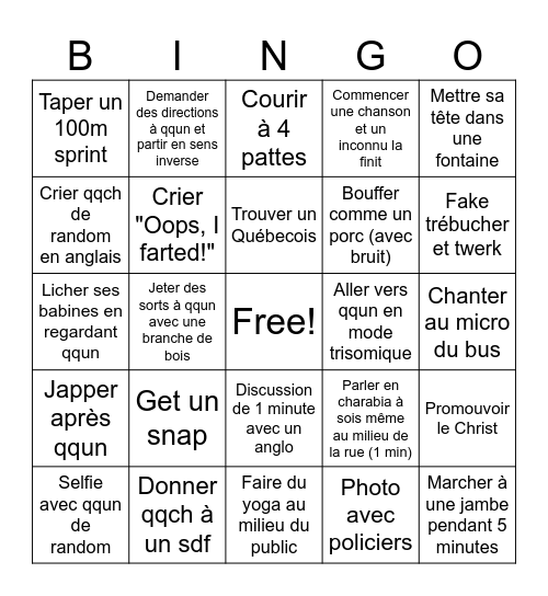 BINGO NYC Bingo Card