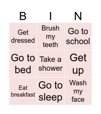 Daily routine Bingo Card