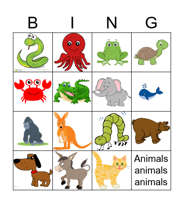Animal Walk Bingo Card